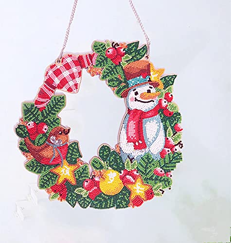 5D DIY Weihnachten Schneemann Vogel Diamant Malerei Kranz Kits spezielle geformte Kristall Strass Holzkranz Mosaik-Kits für Home Wall Decor Erwachsene und Kinder (30,5 cm Girlande) von Plancholo