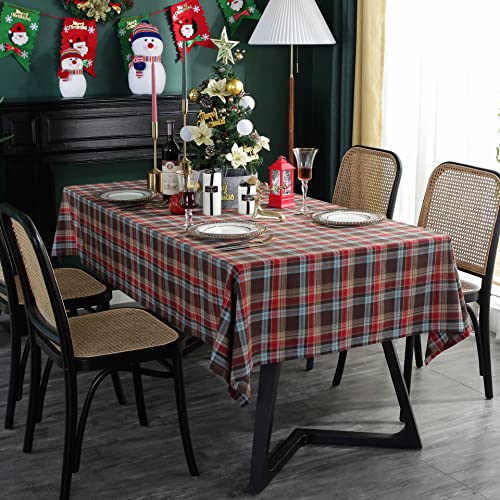 Plancholo Buffalo Plaid Tischdecke Weihnachten Kariert Tischdecke Quadratische Tischdecke für Bauernhaus Weihnachten Party Dekoration (Kaffee, 61 x 61 cm) von Plancholo