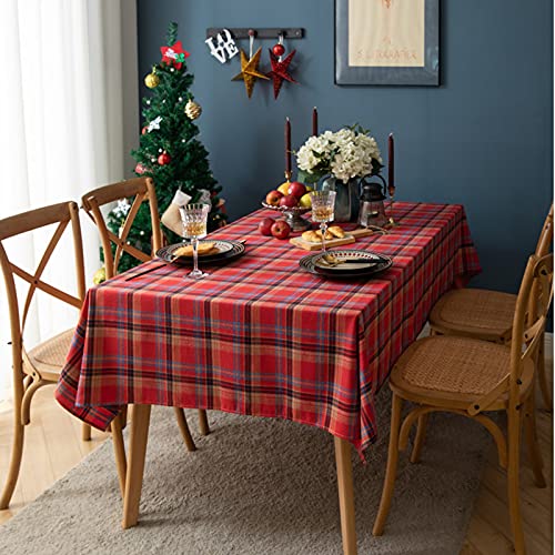 Plancholo Buffalo Plaid Tischdecke Weihnachten Kariert Tischdecke Quadratische Tischdecke für Bauernhaus Weihnachten Party Dekoration (Rot, 89,9 x 89,9 cm) von Plancholo