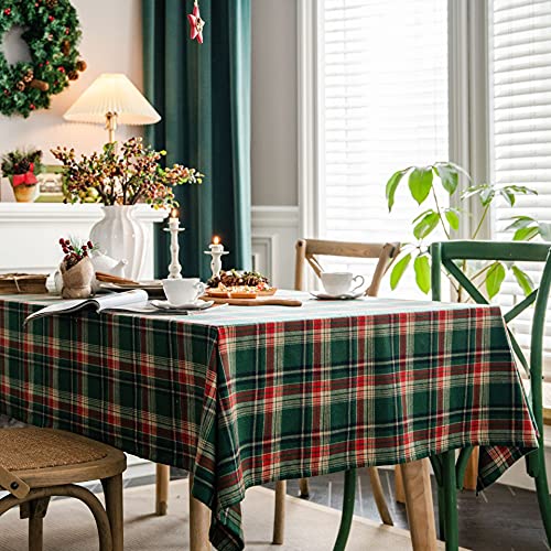 Plancholo Buffalo Plaid Tischdecke Weihnachten Kariert Tischdecke Rechteckige Tischdecke für Bauernhaus Weihnachten Party Dekoration (Grün, 140 x 180 cm) von Plancholo