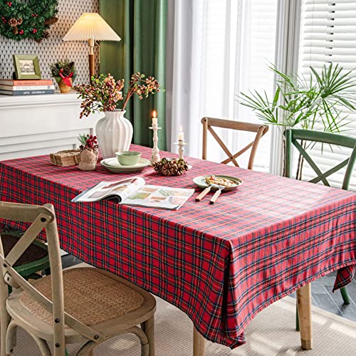 Plancholo Weihnachtstischdecke, rotes Büffelkariert, Tischdecke für Bauernhaus, Weihnachtsfeier, Dekoration (quadratisch, 89,9 x 89,9 cm) von Plancholo