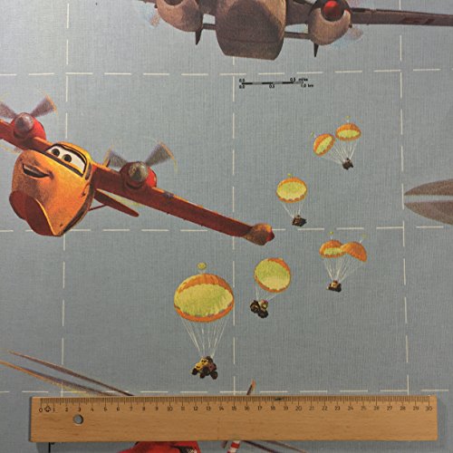 Lizenziert von Disney - Blue Planes Fallschirmspringer Neuheit Druck Premium Grade 100% Baumwolle Feingewebe Kinder Vorhang Bettwäsche Stoff 142cm breit - Meterware von Planes