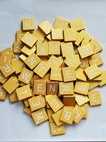 Planet Xpress Holz-Buchstaben-Fliesen-Set, 100 Spielsteine, Spielersatz, Scrapbooking, Basteln, Nachrichten usw. (Metallic Gold, 100 Steine) von Planet Xpress