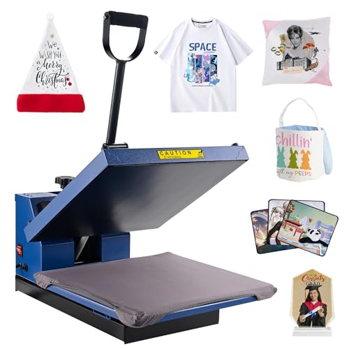 PlanetFlame Heißpresse 38X38CM Wärmepresse Digitale Sublimation Maschine Heißpresse für Männer T-Shirts Canvas-Tasche Damen T-Shirt Hitzepresse Transferpresse (Blau) von PlanetFlame