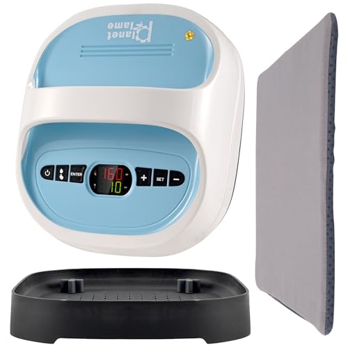 PlanetFlame Handliche Heißpresse 540W, 21x24cm Tragbare Transferpresse für T-Shirts, Hüte, Stoffe, DIY (0-250°C, 3,58kg) Hitzepresse Für kleidung Rucksäcke von PlanetFlame