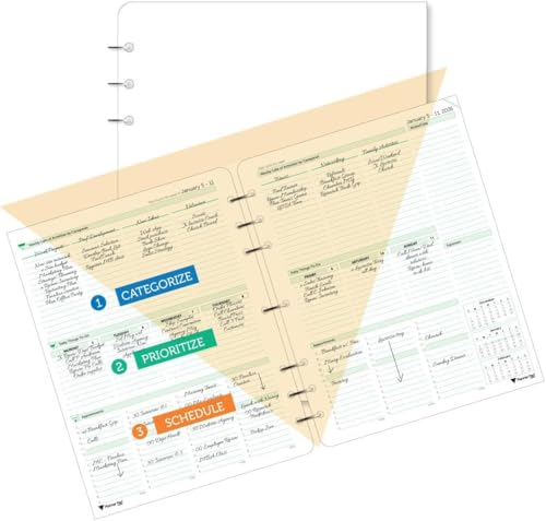 Planner Pad 7-Loch-Organizer, lose Blätter, Januar-Dezember 2026, Kalender, Jahr, 21,6 x 27,9 cm, großer 3-stöckiger Trichter, 12 Monate, weiche grüne Tinte von Planner Pad