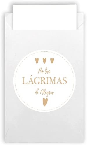 Plantvibes 100 Umschläge & 100 Freudentränen Sticker Spanish Version aus Papier im Vintage-Stil für die Hochzeit, CO2 neutrale kleine Papiertüten mit Aufklebern von Plantvibes