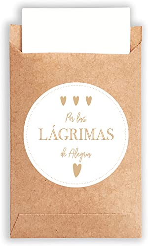 Plantvibes 100 Umschläge & 100 Freudentränen Sticker Spanish Version aus Papier im Vintage-Stil für die Hochzeit, CO2 neutrale kleine Papiertüten mit Aufklebern von Plantvibes