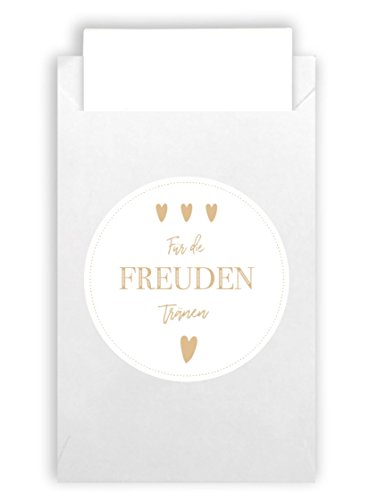 Plantvibes 100 Umschläge & 100 Freudentränen Sticker aus Naturpapier im Vintage-Stil für die Hochzeit, Taschentücher, Mitgebsel & Schmuck, weiss von Plantvibes