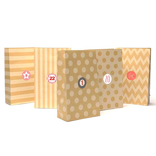 Plantvibes 24 hochwertige Geschenktüten mit Aufklebern aus Kraftpapier, Papiertüten Bunt, ideale Tüte für DIY Adventskalender oder Weihnachtsgeschenke, Geschenktüte Plantvibes 24 hochwertige Geschenktüten mit Aufklebern aus Kraftpapier, Papiertüten Bunt, ideale Tüte für DIY Adventskalender oder Weihnachtsgeschenke, Geschenktüte von Plantvibes