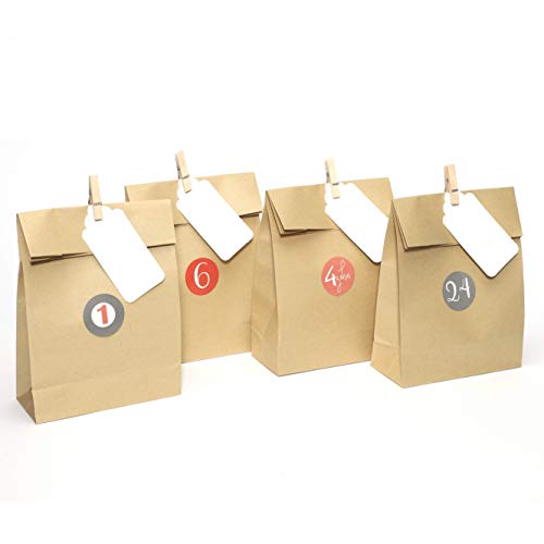 Plantvibes 24 hochwertige Geschenktüten mit Aufklebern aus Kraftpapier, Papiertüten Bunt, ideale Tüte für DIY Adventskalender oder Weihnachtsgeschenke, Geschenktüte Plantvibes 24 hochwertige Geschenktüten mit Aufklebern aus Kraftpapier, Papiertüten Bunt, ideale Tüte für DIY Adventskalender oder Weihnachtsgeschenke, Geschenktüte von Plantvibes