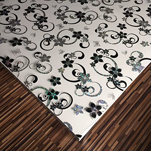 Plas-Tex Tischfolie mit Blumen Bedruckt - Maß nach Wunsch - Transparent Klar Tischdecke Tischschutz Schutzfolie Abwaschbar weich PVC (80x100cm) von Plas-Tex