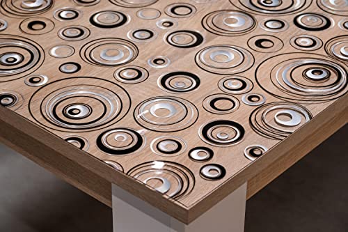 Tischfolie mit Kreise-Muster Bedruckt - Maß nach Wunsch - Transparent Klar Tischdecke Tischschutz Schutzfolie Abwaschbar weich PVC (100x110cm) von Plas-Tex