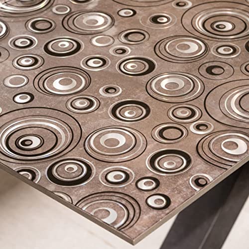 Tischfolie mit Kreise-Muster Bedruckt - Maß nach Wunsch - Transparent Klar Tischdecke Tischschutz Schutzfolie Abwaschbar weich PVC (90x60cm) von Plas-Tex