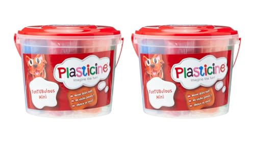 Plasticine Funtubulous Mini Twin Pack - Enthält 2 nicht trocknende Modelliermasse Wannen - Helle, wiederverwendbare Farben - Kreativer Spaß für Kinder, Animatoren & Reisen - Tolles Geschenk für Kinder von Plasticine