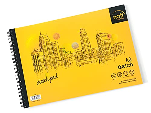 Zeichenblock/Sketch Pad A3 mit Spiralbindung Skizzenbuch - 50 Blatt hochwertiges glattes Zeichenpapier in 170 g/m² Premium-Qualität Zeichenblock/Sketch Pad A3 mit Spiralbindung Skizzenbuch - 50 Blatt hochwertiges glattes Zeichenpapier in 170 g/m² Premium-Qualität von Plastoreg