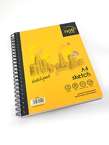 Zeichenblock/Sketch Pad A4 mit Spiralbindung Skizzenbuch - 50 Blatt hochwertiges glattes Zeichenpapier in 170 g/m² Premium-Qualität Zeichenblock/Sketch Pad A4 mit Spiralbindung Skizzenbuch - 50 Blatt hochwertiges glattes Zeichenpapier in 170 g/m² Premium-Qualität von Plastoreg