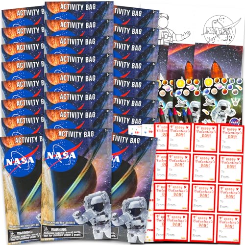 NASA Weltraum "STEM" Valentinstag Klassenzimmer Geschenkaustausch-Set – 24 Mini-Malbücher zum Ausmalen des Weltraums, für Schule, Valentinstag, Kinder, Partygeschenke NASA Weltraum "STEM" Valentinstag Klassenzimmer Geschenkaustausch-Set – 24 Mini-Malbücher zum Ausmalen des Weltraums, für Schule, Valentinstag, Kinder, Partygeschenke von Platinum Series