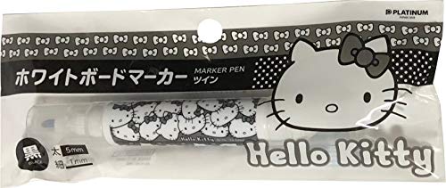 Sanrio Hello Kitty Doppel-Marker mit Clip, für Weißwandtafel, 1 mm und 5 mm, Schwarz von Platinum fountain pen