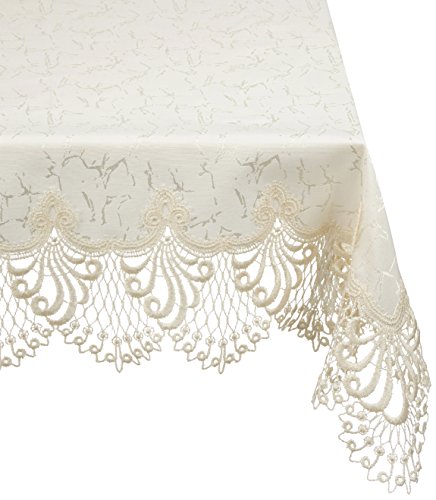 Plauener Spitze by Modespitze 3086E_14_8080 Tischdecke Design Nizza, 14 cm breite Spitze, 80 cm x 80 cm, rechteckig von Plauener Spitze