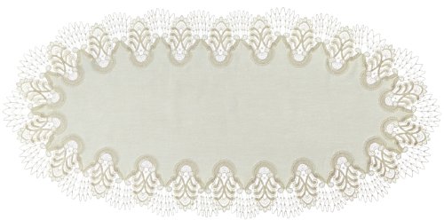 Plauener Spitze by Modespitze 4048M02_11_4085 Tischdecke Oslo, Größe 40 x 85 cm, oval von Plauener Spitze