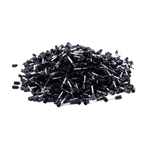 Plawee 1000X Kräuseln Klemme Vorisolierte Zwinge E1008 18Awg 1.0Mm2 Silber Schwarz von Plawee