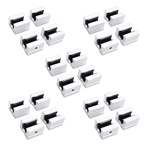 Plawee 20 x SBR12UU 12mm Aluminum Linear Motion-Router Lager Fester Block, Silber von Plawee