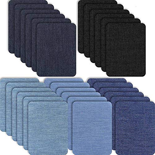 Plawee 30 StüCk AufbüGeln auf Stoff Patches Denim Jean Reparatur Patches Kleidung Reparatur Patch Kit für Jacke Jean Kleidung, 5 Farben von Plawee