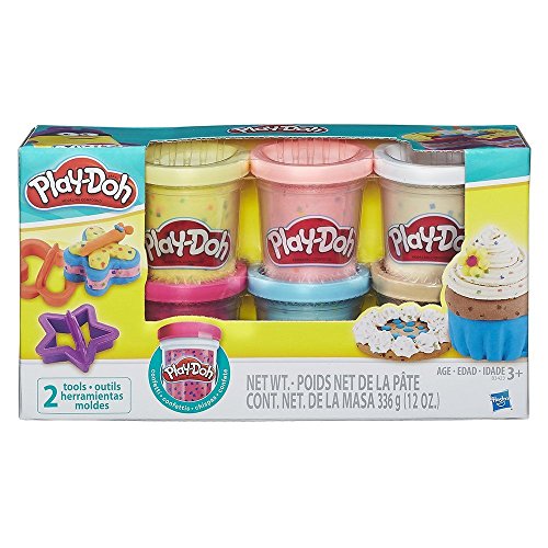 Play-Doh Konfettiknete, 6 Dosen Knete mit bunten Konfetti-Streuseln mit 2 Ausstechförmchen von Play-Doh