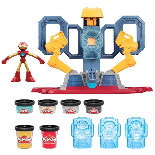 Play-Doh Marvel Iron Man Buntes Labor Spielset, 2 x 57g Dosen & 4 x 28g Dosen Modelliermasse, Actionfigur, Bastel-Set und Formen, kreatives für Kinder ab 3 Jahren Play-Doh Marvel Iron Man Buntes Labor Spielset, 2 x 57g Dosen & 4 x 28g Dosen Modelliermasse, Actionfigur, Bastel-Set und Formen, kreatives für Kinder ab 3 Jahren von Play-Doh