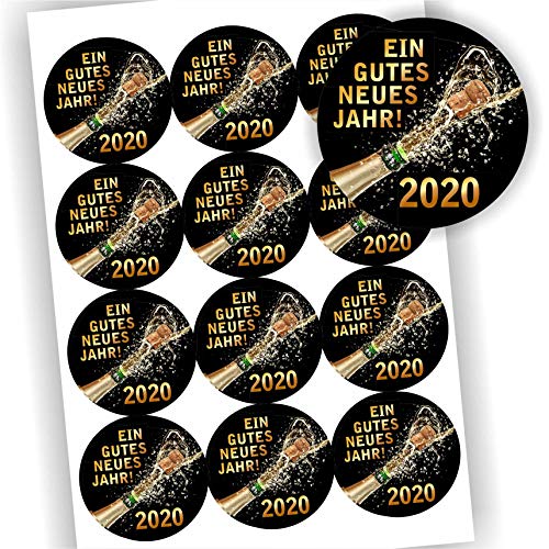 12 Aufkleber Sektflasche Ein gutes neues Jahr 2026 Geschenk Piccolo Silvester 12 Aufkleber Sektflasche Ein gutes neues Jahr 2026 Geschenk Piccolo Silvester von Play-Too