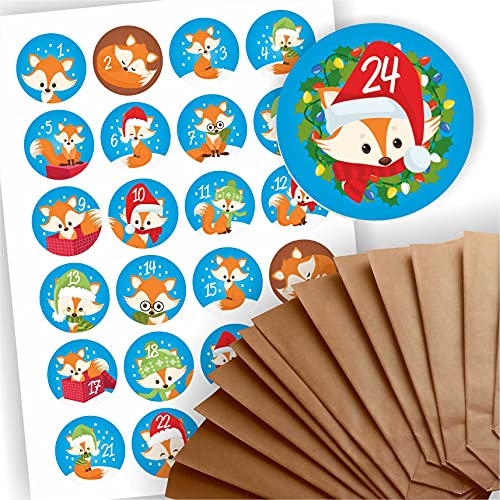 Adventskalender zum Befüllen 24 braune Geschenktüten Kraftpapiertüten + 24 weihnachtliche Aufkleber Fuchs Fox Papiertüte DIY Adventskalender zum Befüllen 24 braune Geschenktüten Kraftpapiertüten + 24 weihnachtliche Aufkleber Fuchs Fox Papiertüte DIY von Play-Too