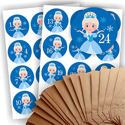 Adventskalender zum Befüllen 24 braune Geschenktüten Natron- oder Kraftpapiertüten + 24 weihnachtliche Aufkleber Papiertüte Zahlen, Adventskalenderzahlen DIY Motive groß Eis Schnee Königin Prinzessin Adventskalender zum Befüllen 24 braune Geschenktüten Natron- oder Kraftpapiertüten + 24 weihnachtliche Aufkleber Papiertüte Zahlen, Adventskalenderzahlen DIY Motive groß Eis Schnee Königin Prinzessin von Play-Too