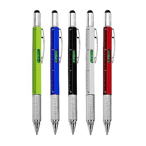 Playcrate 6-in-1 Multifunktions-Kugelschreiber für Männer – Schraubendreher, Lineal, Eingabestift, Wasserwaage, Stift aus Edelstahl mit Kunststoffgriff von Playcrate