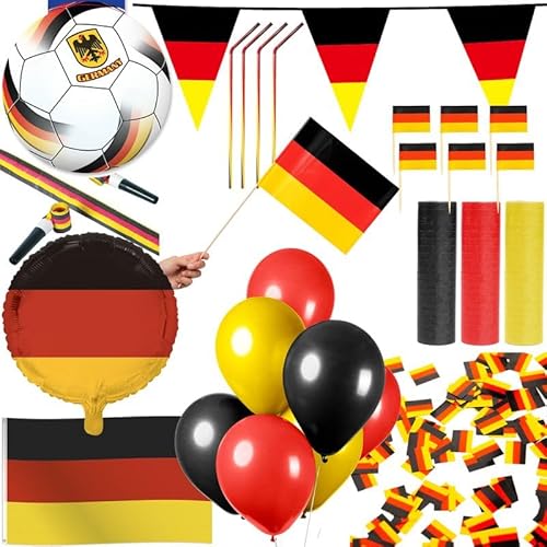 Deutschland Party Deko Set 333 TLG. Partyset Partydeko schwarz rot Gold Fussball EM WM Deutschland Party Deko Set 333 TLG. Partyset Partydeko schwarz rot Gold Fussball EM WM von Playflip