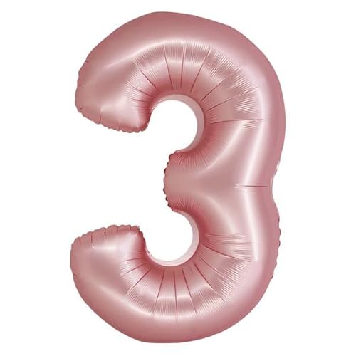 Folienballon Zahl XXL bunt rosa blau Lavendel roségold mit Geburtstag Luftballon Zahlenballon Riesen Folienballon, Farbe:Roségold, Zahl:3 von Playflip