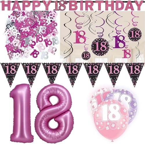 Partyset 18. Geburtstag Party Deko Volljährig pink schwarz Frau rosa Partyset 18. Geburtstag Party Deko Volljährig pink schwarz Frau rosa von Playflip