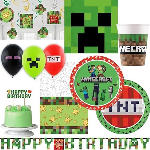 Partyset Minecraft Kindergeburtstag Party Deko Geburtstag Dekoration von Playflip