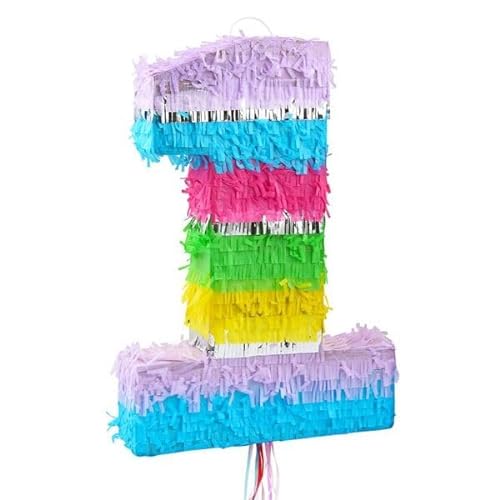 Pinata Zahl 1 pastell bunt 1. Geburtstag Party Spiel Dekoration Deko Kindergeburtstag von Playflip