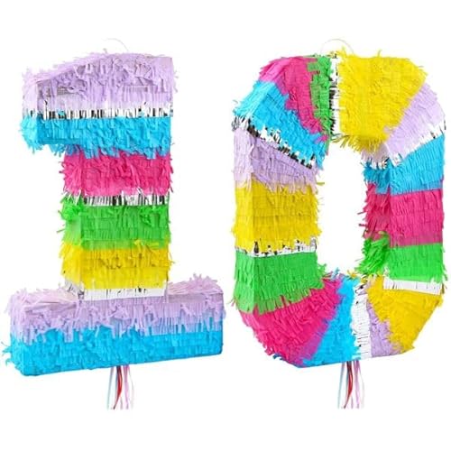 Pinata Zahl 10 bunt pastell 10. Geburtstag von Playflip