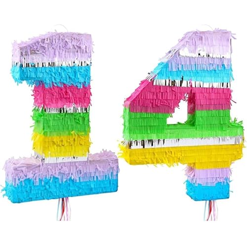 Playflip Pinata Zahl 14 bunt Pastell 14. Geburtstag Playflip Pinata Zahl 14 bunt Pastell 14. Geburtstag von Playflip