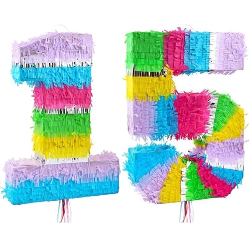 Pinata Zahl 15 bunt pastell 15. Geburtstag von Playflip