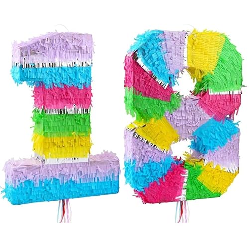 Pinata Zahl 18 bunt pastell 18. Geburtstag von Playflip