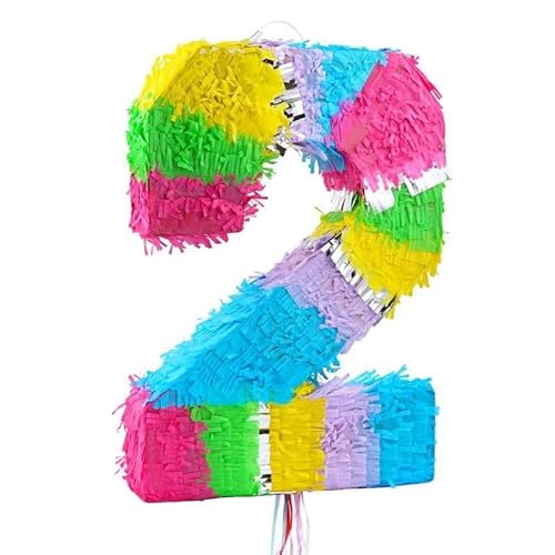 Pinata Zahl 2 pastell bunt 2. Geburtstag Party Spiel Dekoration Deko Kindergeburtstag von Playflip