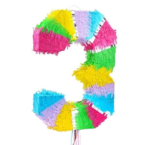 Pinata Zahl 3 pastell bunt 3. Geburtstag Party Spiel Dekoration Deko Kindergeburtstag von Playflip