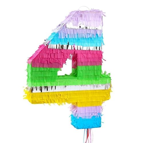 Pinata Zahl 4 pastell bunt 4. Geburtstag Party Spiel Dekoration Deko Kindergeburtstag von Playflip