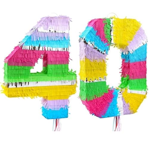 Pinata Zahl 40 bunt pastell 40. Geburtstag von Playflip