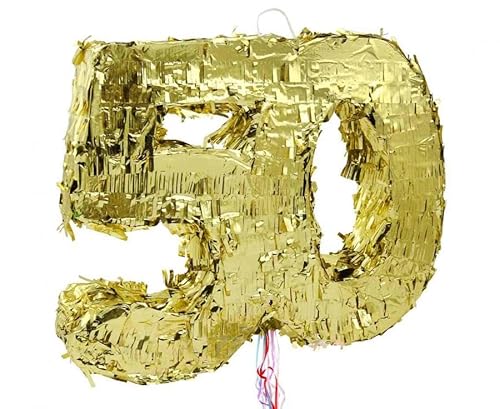 Pinata Zahl 50 gold metallic 50. Geburtstag Party Spiel von Playflip