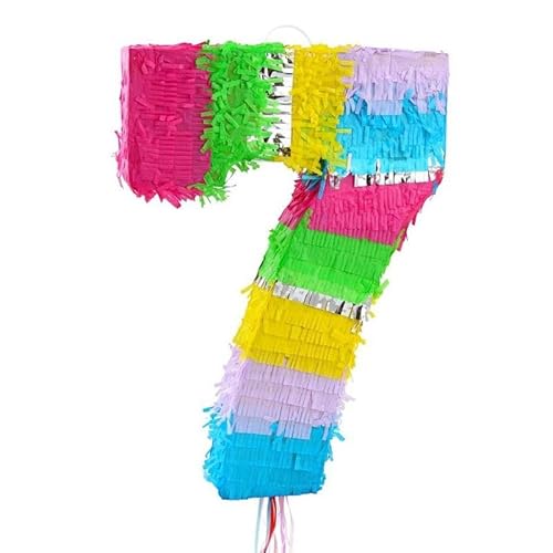 Pinata Zahl 7 pastell bunt 7. Geburtstag Party Spiel Dekoration Deko Kindergeburtstag von Playflip