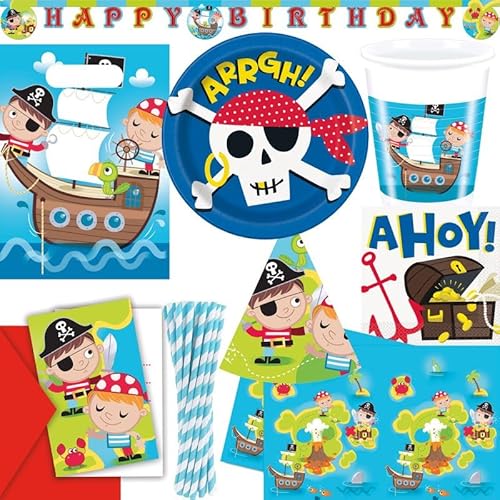 Piraten Geburtstagsdeko Partyset Kindergeburtstag Party Deko Dekoration von Playflip